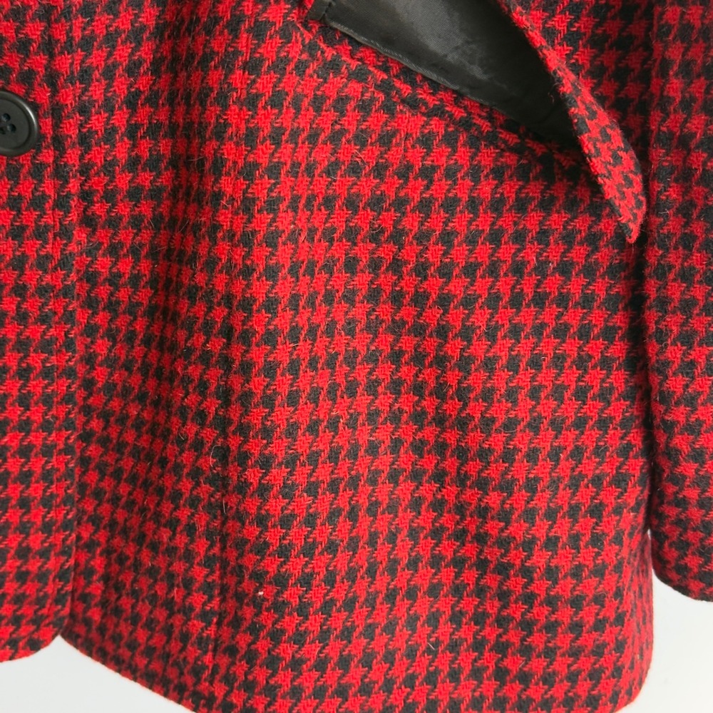 Limited America Red Black Houndstooth Wool Mohair Skirt Suit Set Size 6 Vintage - Picture 8 of 15